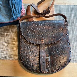 Large leather embossed bag